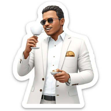 stylish man enjoying coffee outdoors sticker