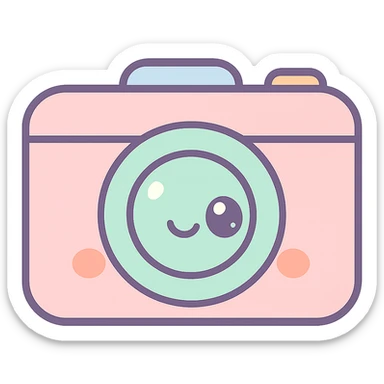 a camera kawaii style cute face pastel colors blushing cheeks sticker