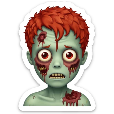 Create an emoji of zombie boy with red and short curly hair sticker