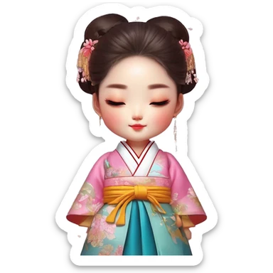 korean in hanbok sticker