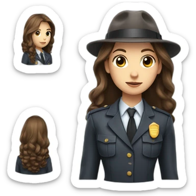 Detective Vlada with long brown hair sticker