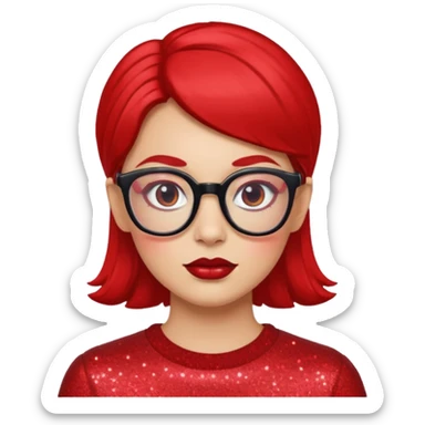 glitter red nerd sticker
