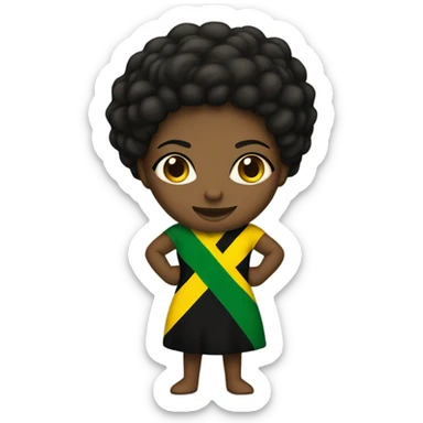 Black woman with fist up with Jamaican flag on back sticker