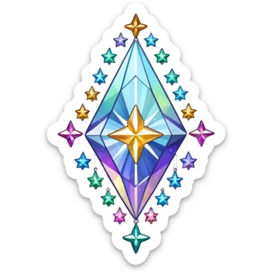 Sparkly glittery aesthetic Iridescent crystals formation suncatcher hanging crystals and tiny stars sticker