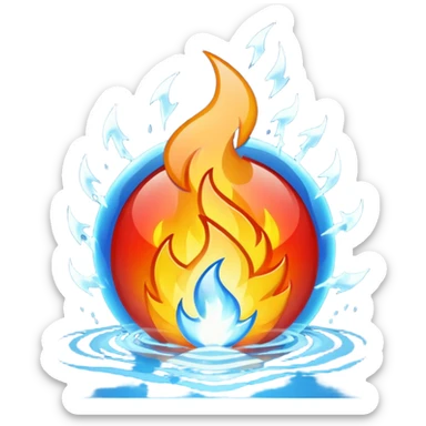 Fire water, and lightning in the middle sticker