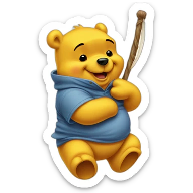 Winnie the pooh with china flag sticker