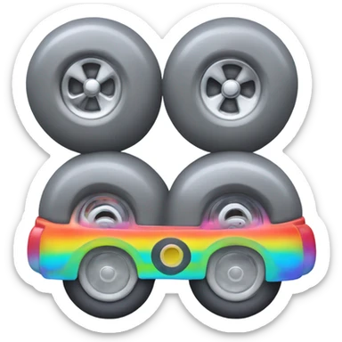 Metal cute mad Kirby Gray ball driving on 4 car wheels with mad eyebrows game sticker