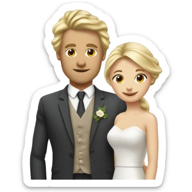 Blonde Frau lange Haare und Mann mit Anzug braune Haare und Bart heiraten sticker