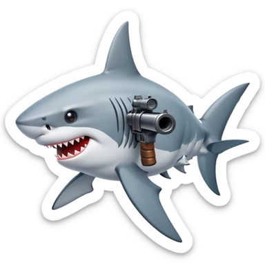 A shark with a gun in hand  sticker