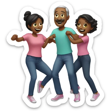 Parents and 2 daughters dancing sticker
