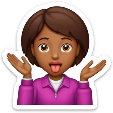 tongue out with hands to the side sticker