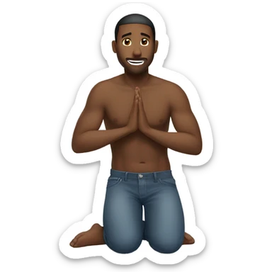 guy on his knees saying please sticker