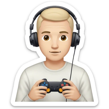 Muchacho guapo con audífonos jugando playstation sticker