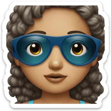 little baby girl with blue frame sunglasses and dark lens sticker