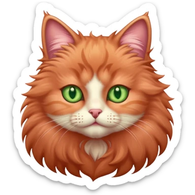 Rose gold fluffy cat with light green eyes sticker