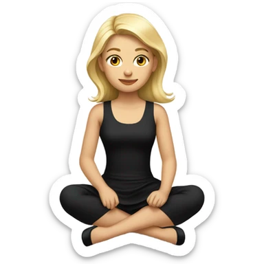 full body blonde girl sitting in black dress on the floor sticker
