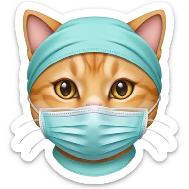 Cat in surgical mask sticker