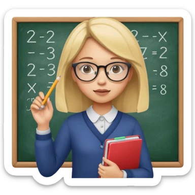 girl solving math problem on the board. sticker
