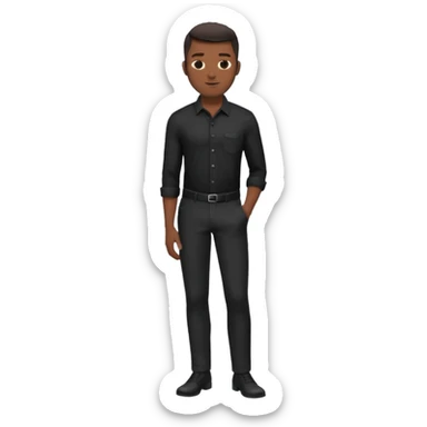 Handsome black man in a black button up shirt and black pants sticker