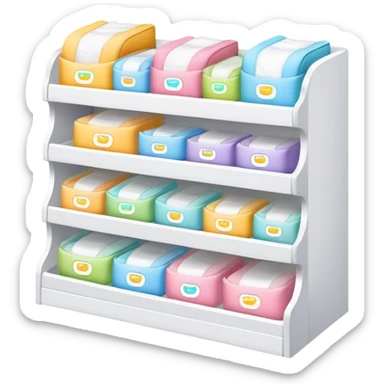 a simple and small retail/ drugstore shelf for diapers sticker