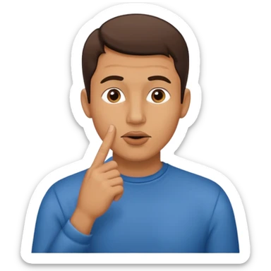 man showing shh to be quiet sticker