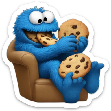 cookie monster devouring cookies sticker
