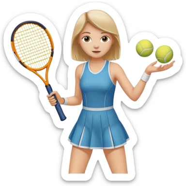 white young girl playing tennis sticker