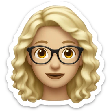 blond waivy hair woman with beige glasses sticker