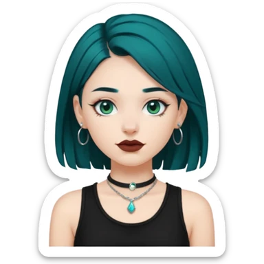 Can you make a girl with dark teal hair and a septum piercing sticker