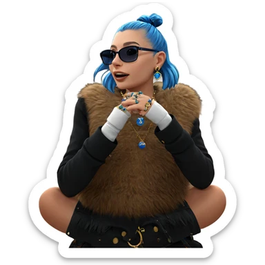 girl with blue hair jewelry sticker