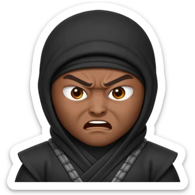 Hazme un emoji de ninja enojado que no tenga boca sticker