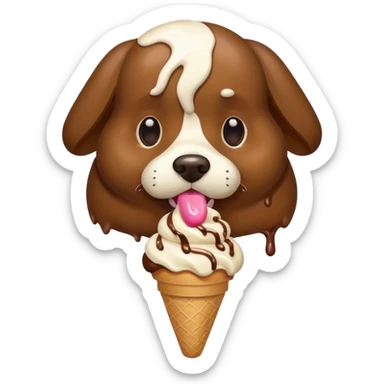 dog eating icecream sticker