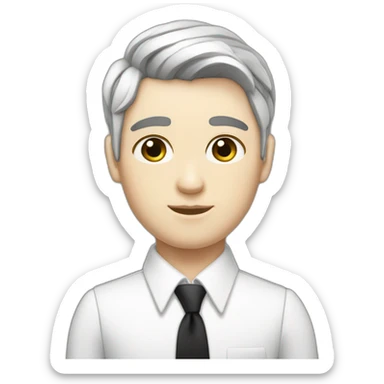 androgynous white boy bang black hair white short black tie sticker