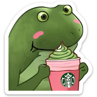 Starbucks matcha with strawberry foam sticker