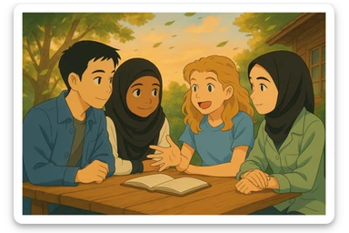 The wind is blowing through the trees in the background, causing the leaves to move, but the background must remain exactly the same as the reference image. sticker