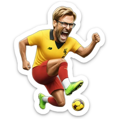 jurgen klopp pulls hamstring while celebrating sticker