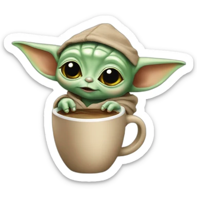 baby yoda drink cofee sticker