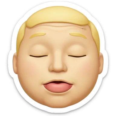 A male emoji with big fat lips with it’s eyes closed not smiling with its mouth closed and it’s yellow sticker