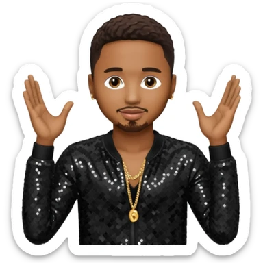 Trey Songz with dark brown hair, black sequin outfit sticker