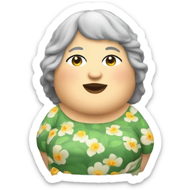 fat lady wearing a mumu, very short gray hair, in a swamp sticker