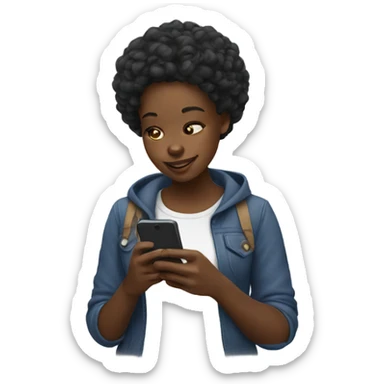 Black girl texting sticker