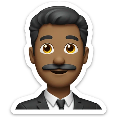 man with mustache holding his arm out at 45 degree angle sticker