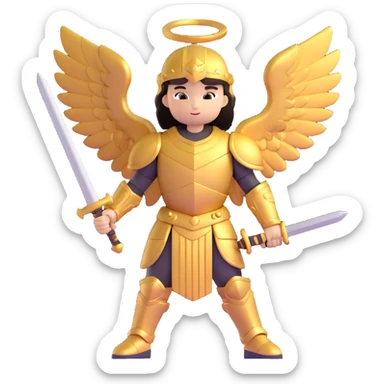 warrior angel with sword and golden armor sticker
