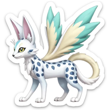 Meloetta-Trico-Silvally-Nargacuga-Sergal-Serval-Cresselia-Fakémon-creature-hybrid sticker