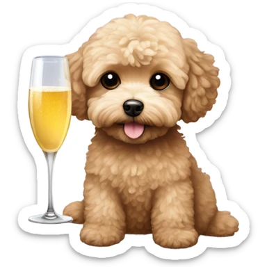 Brown maltipoo with Prosecco  sticker