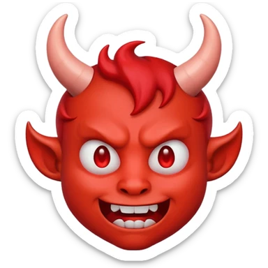 devil emoji, simple red face, small horns, playful expression sticker