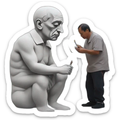 Pablo Picasso pintando en unanplaza sticker