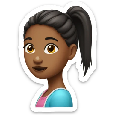 Girl on the side with a high ponytail and a mole on her cheek sticker