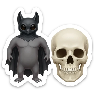 Bat and human skull together in one frame sticker