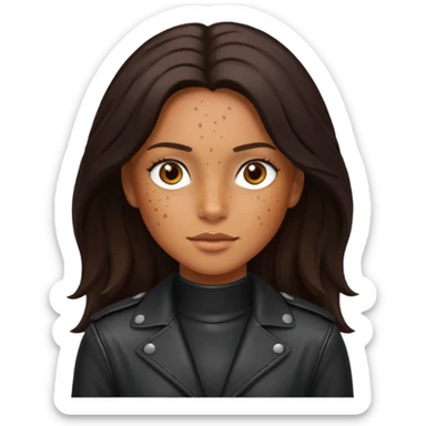 Tan skin with freckles, long dark hair, hazel eyes Dominatrix  sticker